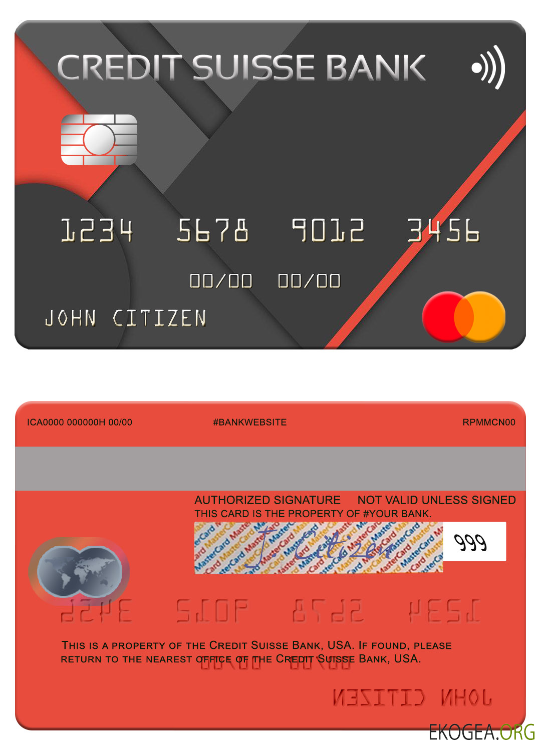 Mastercard de la Banque Crédit Suisse aux États Unis